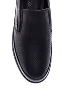 Men's Black Leather Perforated Sports Loafer | Derimod Men's Black Leather Perforated Sports Loafer | Derimod