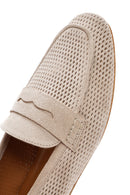 Women's Beige Mesh Suede Leather Loafer | Derimod Women's Beige Mesh Suede Leather Loafer | Derimod