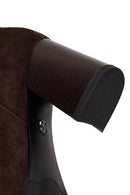Woman Brown Zip Closure Chunky Heeled Suede Boots | Derimod Woman Brown Zip Closure Chunky Heeled Suede Boots | Derimod