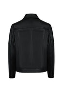 Bastoni Male Black Shirt Collar Leather Jacket | Derimod Bastoni Male Black Shirt Collar Leather Jacket | Derimod