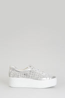 Women's Sneaker with Thick Silver Printed Sole | Derimod Women's Sneaker with Thick Silver Printed Sole | Derimod