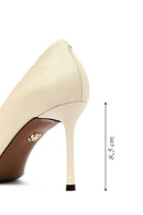 Women's Cream Thin Heeled Leather Stiletto | Derimod Women's Cream Thin Heeled Leather Stiletto | Derimod