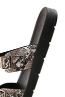 Women's Black Double Buckled Patterned Slippers | Derimod Women's Black Double Buckled Patterned Slippers | Derimod