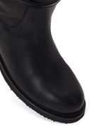 Woman Black Buckle-Detail Leather Boots | Derimod Woman Black Buckle-Detail Leather Boots | Derimod