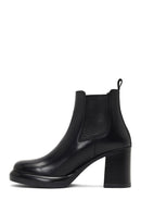 Women's Black Thick Heeled Leather Chelsea Boot | Derimod Women's Black Thick Heeled Leather Chelsea Boot | Derimod