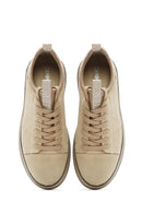Men's Beige Lace-Up Suede Leather Sneaker | Derimod Men's Beige Lace-Up Suede Leather Sneaker | Derimod