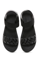 Women's Black Knit Patterned Sandals | Derimod Women's Black Knit Patterned Sandals | Derimod