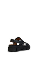 Geox Women's Black Lisbona Leather Sandals | Derimod Geox Women's Black Lisbona Leather Sandals | Derimod