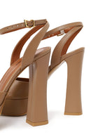 Woman Beige Ankle-Buckle High Thick-Heeled Platform Leather Sandal | Derimod Woman Beige Ankle-Buckle High Thick-Heeled Platform Leather Sandal | Derimod