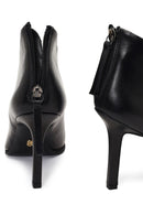 Women's Black Back Zipper High Thin Heel Leather Boot | Derimod Women's Black Back Zipper High Thin Heel Leather Boot | Derimod
