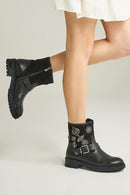 Women's Leather Boots with Metal Detail | Derimod Women's Leather Boots with Metal Detail | Derimod