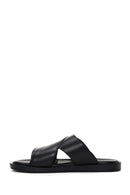 Men's Black Leather Slippers | Derimod Men's Black Leather Slippers | Derimod