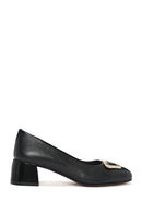 Women's Black Buckle Detailed Low Thick Heel Leather Shoes | Derimod Women's Black Buckle Detailed Low Thick Heel Leather Shoes | Derimod