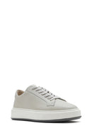 Men's White Thick Sole Lace Up Leather Sneaker | Derimod Men's White Thick Sole Lace Up Leather Sneaker | Derimod
