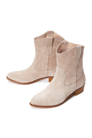Women's Beige Suede Leather Cowboy Boots | Derimod Women's Beige Suede Leather Cowboy Boots | Derimod