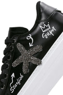 Women's Black Stone Thick Soled Sneaker | Derimod Women's Black Stone Thick Soled Sneaker | Derimod