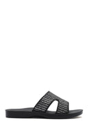 Women's Black Straw Slippers | Derimod Women's Black Straw Slippers | Derimod