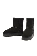 Women's Black Fur Detailed Thick Sole Suede Leather Boots | Derimod Women's Black Fur Detailed Thick Sole Suede Leather Boots | Derimod