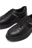 Men's Black Lace-Up Leather Casual Sneaker | Derimod Men's Black Lace-Up Leather Casual Sneaker | Derimod