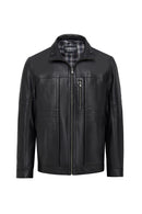 Bruno(Plus) Men's Black Leather Jacket | Derimod Bruno(Plus) Men's Black Leather Jacket | Derimod