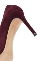 Woman Burgundy Thin-Heeled Suede Stiletto | Derimod Woman Burgundy Thin-Heeled Suede Stiletto | Derimod