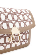 Women's Beige Long Strap Fabric Monogram Patterned Crossbody Bag | Derimod Women's Beige Long Strap Fabric Monogram Patterned Crossbody Bag | Derimod