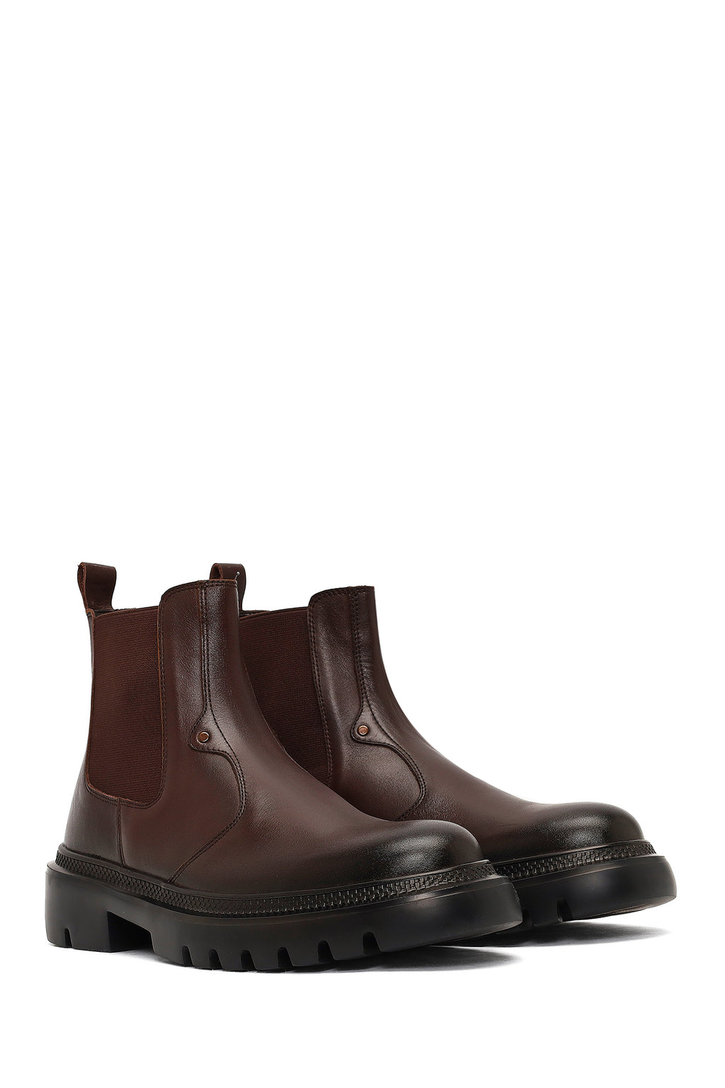 Erkek Kahverengi Deri Chelsea Bot