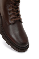 Men's Brown Lace-Up Zipper Leather Casual Boot | Derimod Men's Brown Lace-Up Zipper Leather Casual Boot | Derimod