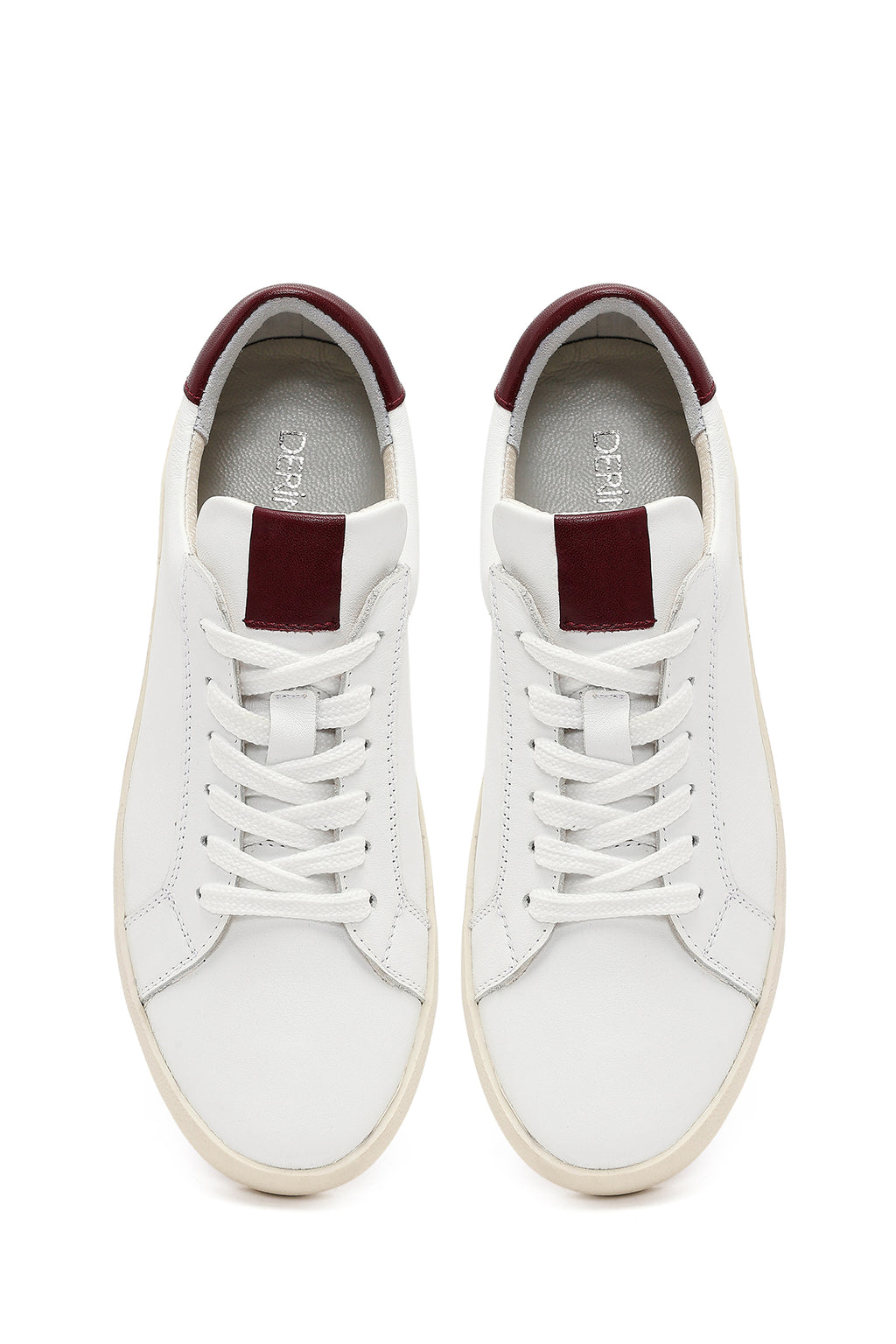 Kadın Beyaz Bağcıklı Deri Sneaker