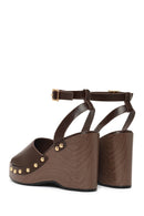 Woman Brown Ankle-Buckle Wedge-Heel Sandals | Derimod Woman Brown Ankle-Buckle Wedge-Heel Sandals | Derimod