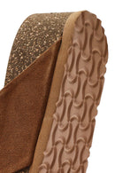 Women's Brown Thick Soled Suede Leather Slippers | Derimod Women's Brown Thick Soled Suede Leather Slippers | Derimod