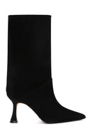 Women's Black Heeled Suede Leather Boots | Derimod Women's Black Heeled Suede Leather Boots | Derimod