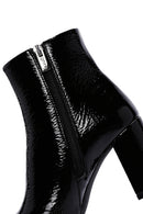 Women's Black Zippered Thick Heeled Patent Leather Boots | Derimod Women's Black Zippered Thick Heeled Patent Leather Boots | Derimod