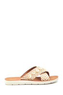 Women's Beige Flat Slippers | Derimod Women's Beige Flat Slippers | Derimod