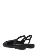 Women's Black Open Back Stoned Ballerinas | Derimod Women's Black Open Back Stoned Ballerinas | Derimod