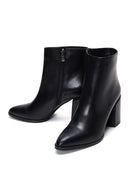 Women's Black Leather Heeled Classic Boots | Derimod Women's Black Leather Heeled Classic Boots | Derimod