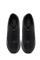 Men's Black Lace-Up Thick-Soled Leather Casual Sneaker | Derimod Men's Black Lace-Up Thick-Soled Leather Casual Sneaker | Derimod