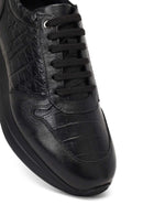 Men's Black Lace-Up Thick-Soled Leather Sneaker | Derimod Men's Black Lace-Up Thick-Soled Leather Sneaker | Derimod