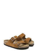 Birkenstock Women's Mink Suede Leather Arizona Sfb Slippers | Derimod Birkenstock Women's Mink Suede Leather Arizona Sfb Slippers | Derimod