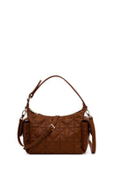 Woman Brown Long-Strap Quilted Shoulder Bag | Derimod Woman Brown Long-Strap Quilted Shoulder Bag | Derimod