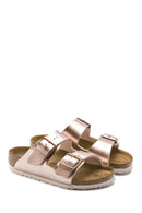 Birkenstock Kadın Pembe Arizona Bf Electric Metalik Çift Tokalı Terlik | Derimod Birkenstock Kadın Pembe Arizona Bf Electric Metalik Çift Tokalı Terlik | Derimod