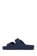 Birkenstock Men's Navy Blue Arizona Eva Double Buckle Slippers | Derimod Birkenstock Men's Navy Blue Arizona Eva Double Buckle Slippers | Derimod
