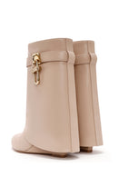 Women's Beige Wedge Heel Boots | Derimod Women's Beige Wedge Heel Boots | Derimod