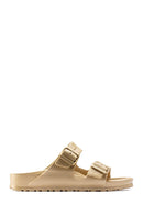 Birkenstock Kadın Altın Arizona Eva Glamour Çift Bantlı Metalik Terlik | Derimod Birkenstock Kadın Altın Arizona Eva Glamour Çift Bantlı Metalik Terlik | Derimod