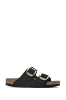 Birkenstock Women's Black Suede Leather Arizona Big Buckle Slippers | Derimod Birkenstock Women's Black Suede Leather Arizona Big Buckle Slippers | Derimod