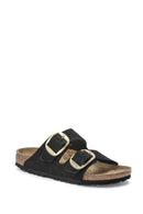 Birkenstock Women's Black Suede Leather Arizona Big Buckle Slippers | Derimod Birkenstock Women's Black Suede Leather Arizona Big Buckle Slippers | Derimod