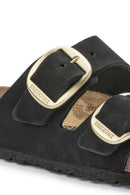 Birkenstock Women's Black Suede Leather Arizona Big Buckle Slippers | Derimod Birkenstock Women's Black Suede Leather Arizona Big Buckle Slippers | Derimod