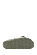 Birkenstock Men's Green Arizona Bf Double Buckle Slippers | Derimod Birkenstock Men's Green Arizona Bf Double Buckle Slippers | Derimod