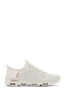 Skechers Women's Beige Glide Step Gratify Lace-Up Fabric Sneakers | Derimod Skechers Women's Beige Glide Step Gratify Lace-Up Fabric Sneakers | Derimod
