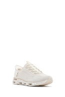 Skechers Women's Beige Glide Step Gratify Lace-Up Fabric Sneakers | Derimod Skechers Women's Beige Glide Step Gratify Lace-Up Fabric Sneakers | Derimod